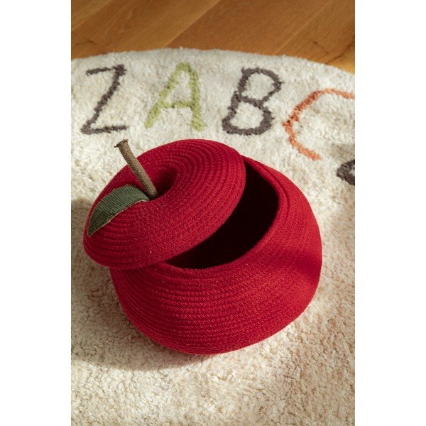 Rdeča tekstilna otroška škatla za shranjevanje ø 28x20 cm Apple – Lorena Canals-image-2