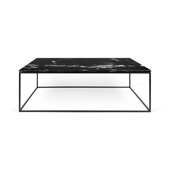 Črna marmorna mizica s črnimi nogami TemaHome Gleam, 120 x 75 cm