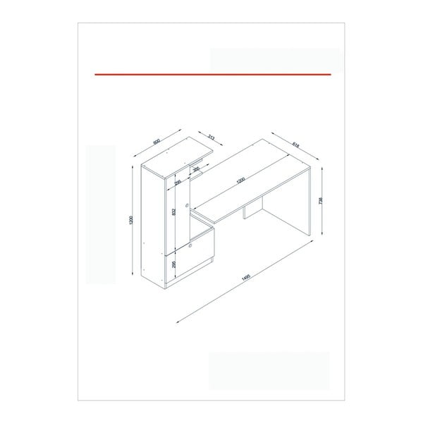 Pisalna miza 62x120 cm Domingos – Furny Home-image-3