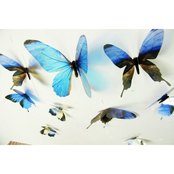 Komplet 18 modrih samolepilnih 3D nalepk Ambiance Butterflies-image-3