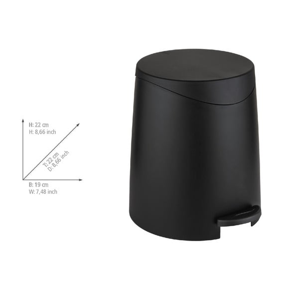 Črn plastičen koš za smeti s pedalom 3 l Portes – Allstar-image-3