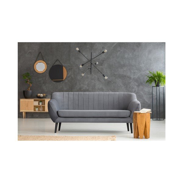 Siva zofa za tri Mazzini Sofas Toscane, črne noge-image-3