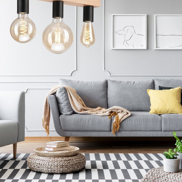 Stropna svetilka v črni in naravni barvi - LAMKUR-image-2