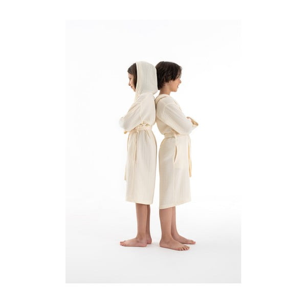 Kremno bel otroški kopalni plašč iz muslina velikost 5-6 let Muslin – Foutastic-image-2