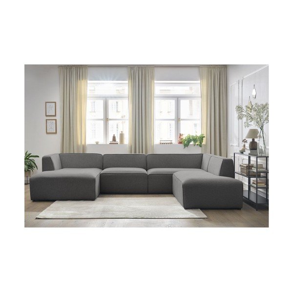 Temno siva kotna sedežna garnitura (desni kot/v obliki črke "U") Megeve – Bobochic Paris-image-1