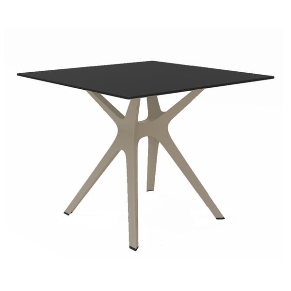 Jedilna miza z rjavimi nogami in črnim vrhom, primerna za uporabo na prostem Resol Vela, 90 x 90 cm