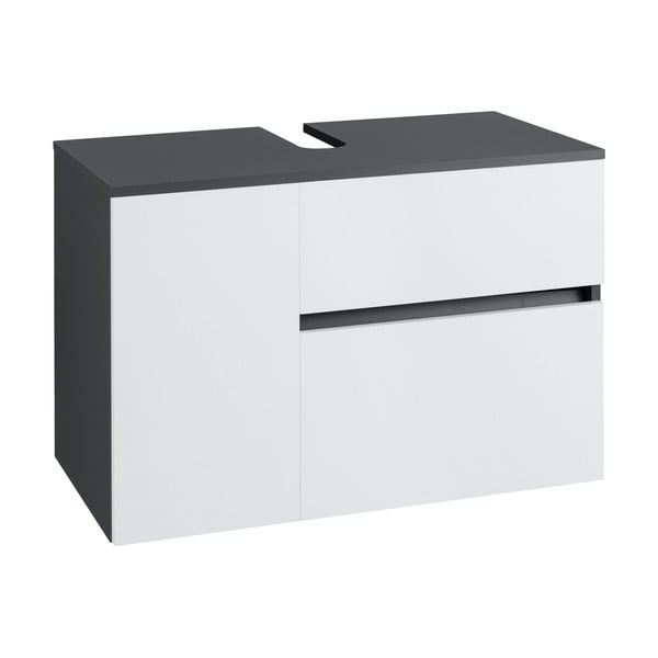 Belo-antracitno siva stenska omarica za pod umivalnik 80x53 cm Wisla – Støraa-image-1