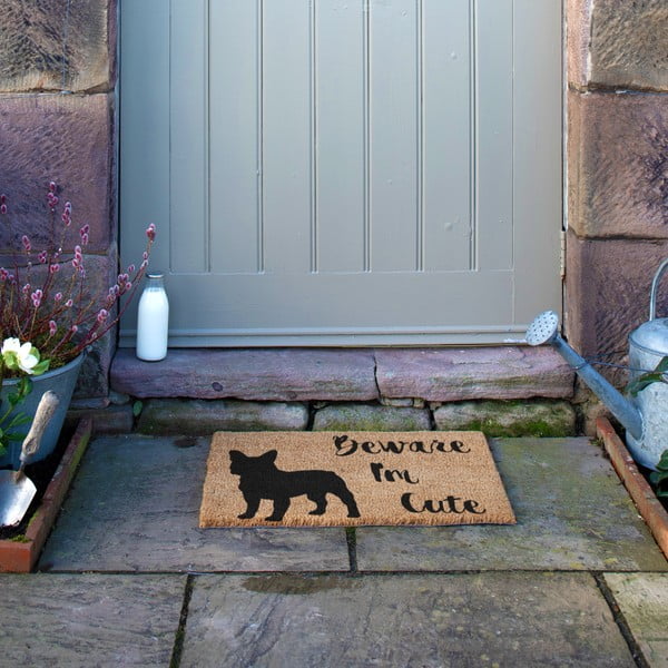 Predpražnik iz kokosovih vlaken 40x60 cm Beware I'm Cute French Bulldog – Artsy Doormats-image-4