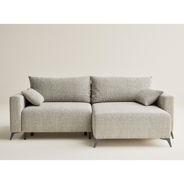 Bež raztegljiva/s prostorom za shranjevanje kotna sedežna garnitura iz šenilje (desni kot/z ležalnikom) Leon – Maison de Rêve-image-2