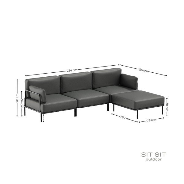 Temno siv vrtni modularni kavč 234 cm Salve – Sit Sit-image-4