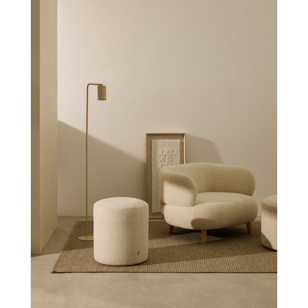 Kremno bel tabure iz tkanine bouclé Kaeli – Kave Home-image-1