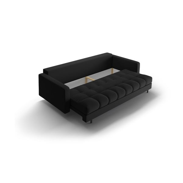 Črna raztegljiva sedežna garnitura s prostorom za shranjevanje 222 cm Bali – Cosmopolitan Design-image-4