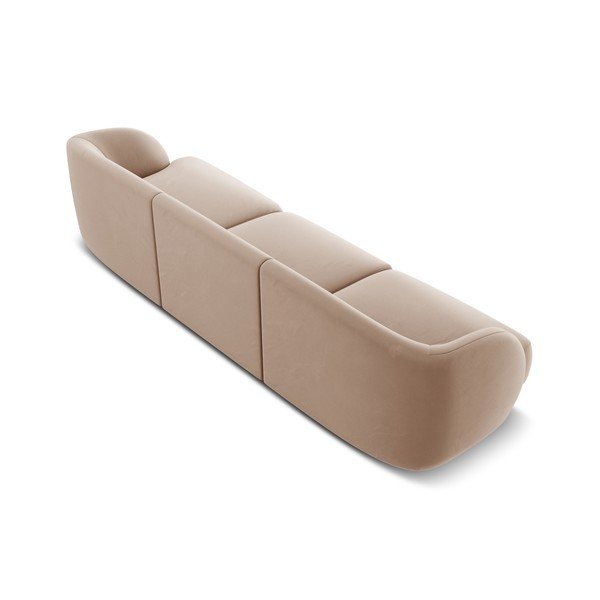 Bež žametna sedežna garnitura 259 cm Miley  – Micadoni Home-image-3