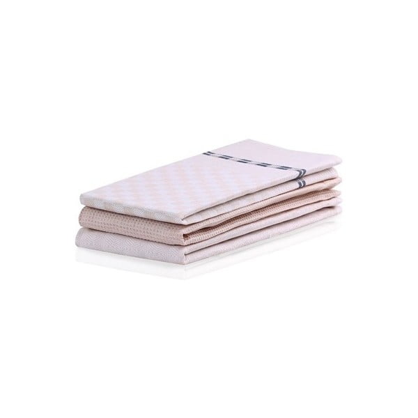 DecoKing Louie komplet 3 kremno belih bombažnih brisač, 50 x 70 cm