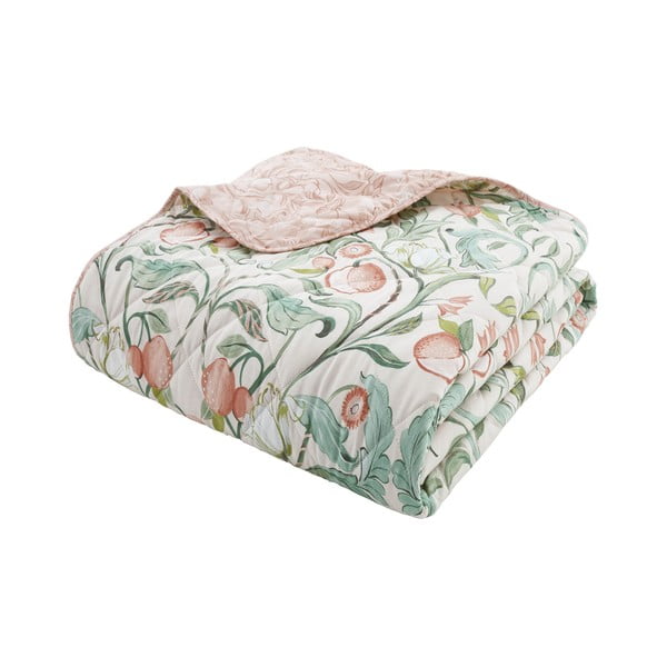 Zeleno-rožnato posteljno pregrinjalo za zakonsko posteljo 220x230 cm Clarence Floral - Catherine Lansfield