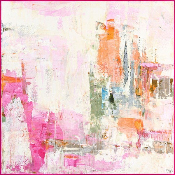 Tiskana slika na platnu z ročno naslikanimi elementi v okvirju 102x102 cm New Age Pink – Malerifabrikken