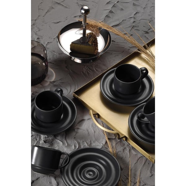 Črne skodelice v kompletu za espresso 6 ks 75 ml – Kütahya Porselen-image-1