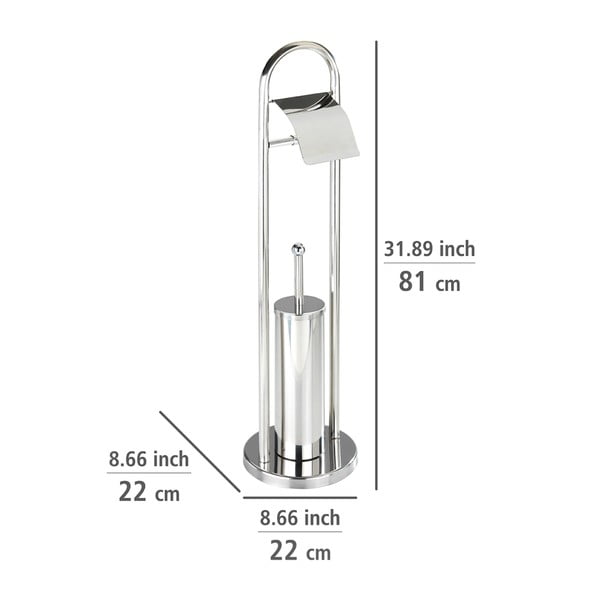 WC ščetka z držalom za toaletni papir v srebrni barvi Wenko Vasto-image-3