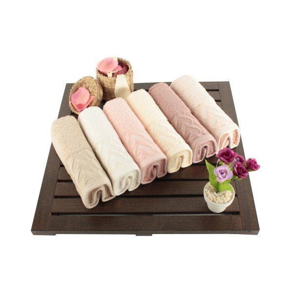 Komplet 6 bombažnih brisač Kalp, 30 x 50 cm