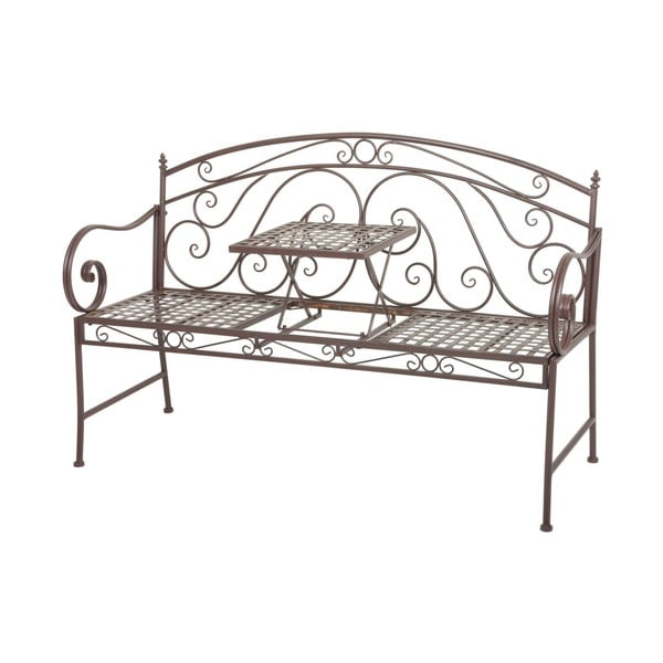 Rjava kovinska vrtna klop Saket – Garden Pleasure-image-2