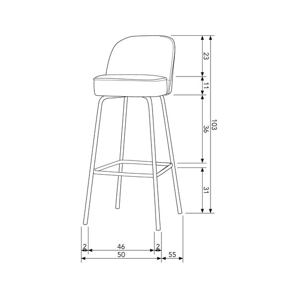 Kaki zelen žameten barski stol (višina sedeža 79 cm) Vogue – WOOOD-image-2