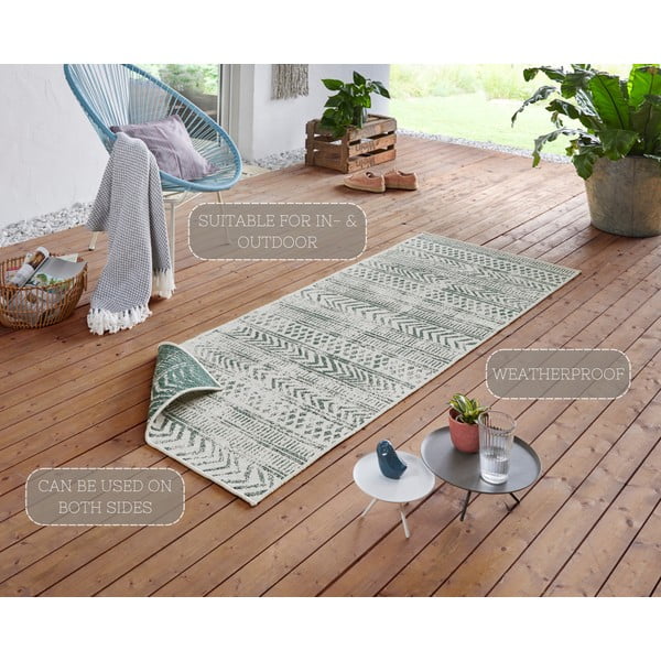 Zeleno-krem zunanja preproga NORTHRUGS Biri, 80 x 350 cm-image-4