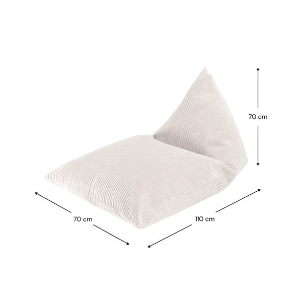 Kremno bela otroška vreča za sedenje iz rebrastega žameta Big Lounger – Wigiwama-image-4