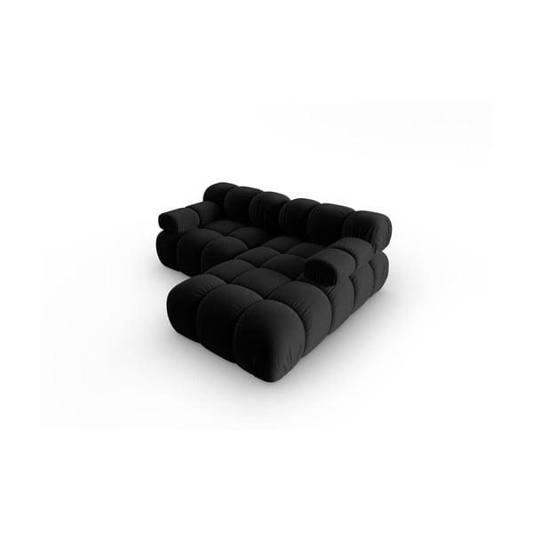 Črna žametna kotna sedežna garnitura (desni kot) Bellis – Micadoni Home-image-4