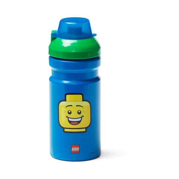 Modra steklenička za vodo z zelenim pokrovom LEGO® Iconic, 390 ml