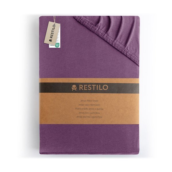 Vijolična napenjalna rjuha iz jerseyja 220x200 cm Amber – Restilo-image-4
