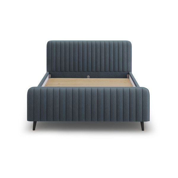 Modro-siva oblazinjena zakonska postelja z letvenim dnom 160x200 cm Lily - Micadoni Home-image-2