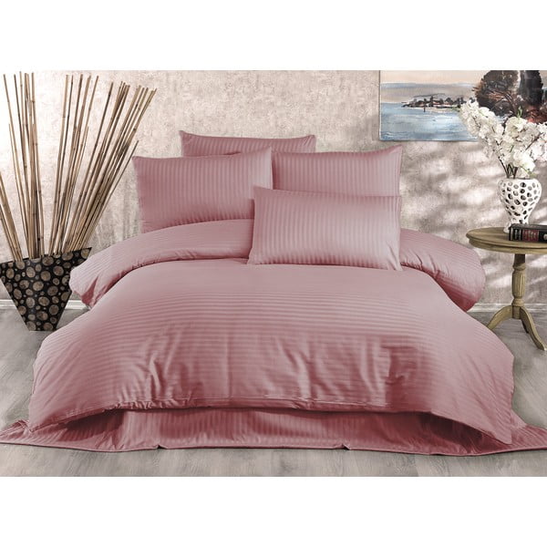 Rožnata posteljnina za zakonsko posteljo iz bombažnega satena 200x200 cm Lilyum – Mijolnir