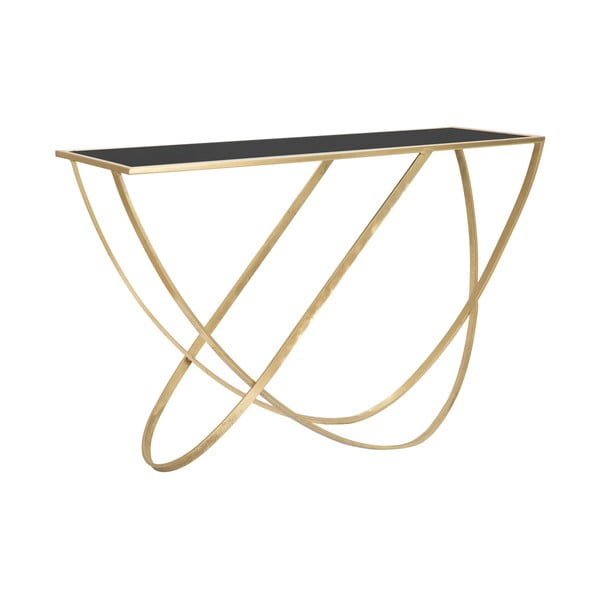 Črna/zlata stranska mizica s stekleno mizno ploščo 40x120 cm Ring – Mauro Ferretti