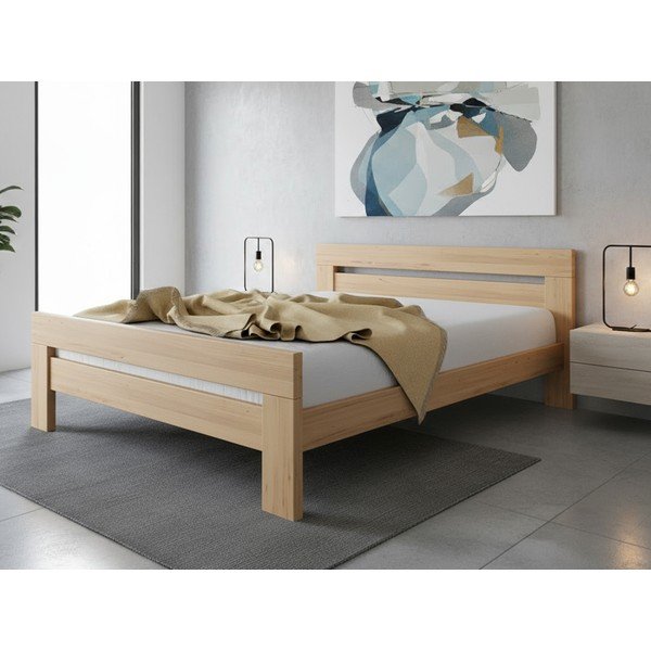 Zakonska postelja iz masivne bukve z letvenim dnom 180x200 cm v naravni barvi Fiorentino – B.E.S.-image-1