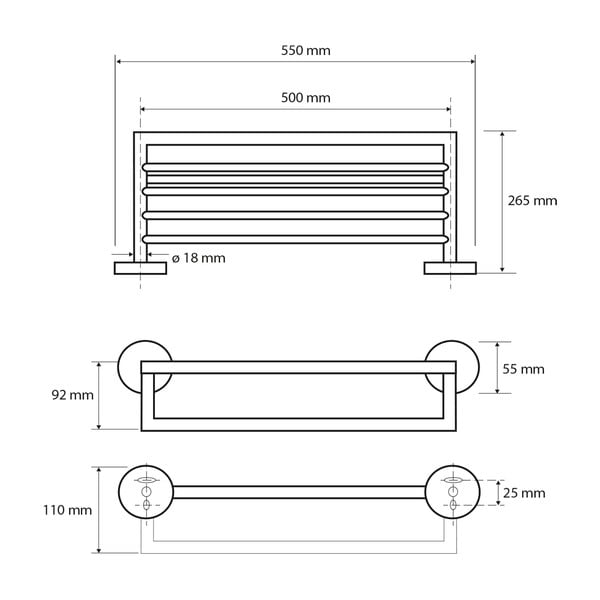 Črno medeninasto stojalo za brisače Sapho X-Round, širina 55 cm-image-1