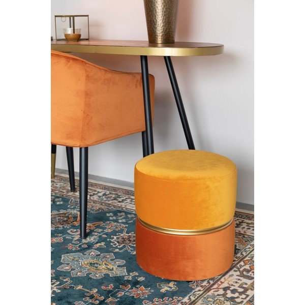 Oranžen žameten tabure Bubbly – White Label-image-1