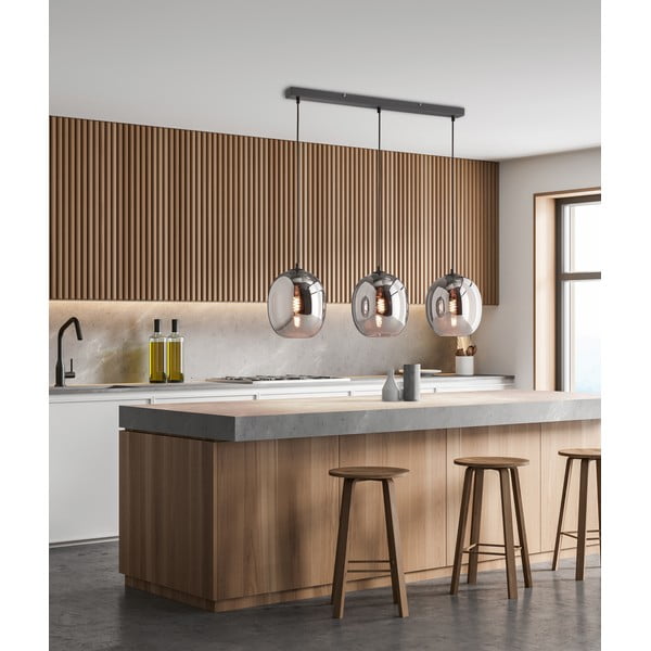 Črna viseča svetilka s steklenim senčilom Nayla – Fischer & Honsel-image-1