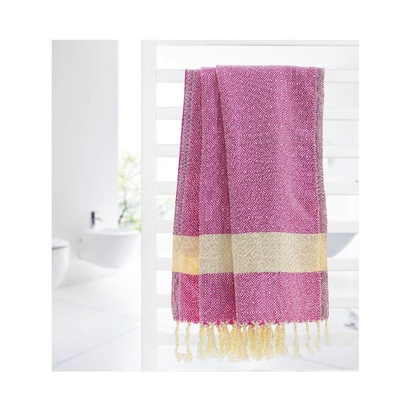 Hamam kopalna brisača Diamonds Fuchsia, 100x180 cm-image-2