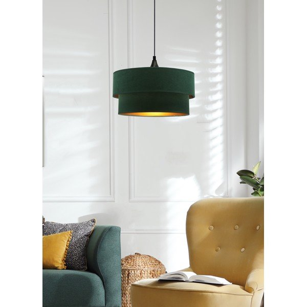 Modrozelena viseča svetilka s tekstilnim senčnikom ø 35 cm Scopello – Candellux Lighting-image-1