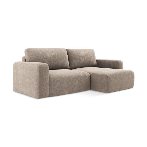 Bež raztegljiva/s prostorom za shranjevanje kotna sedežna garnitura iz šenilje (desni kot/z ležalnikom) Kona – Makamii-image-2