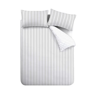 Siva bombažna posteljnina za zakonsko posteljo 200x200 cm Ashford Stripe – Bianca