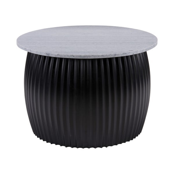 Črna okrogla mizica z mizno ploščo v marmornem dekorju ø 52 cm  Luscious  – Leitmotiv