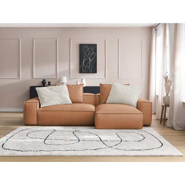 Rjava kotna sedežna garnitura iz umetnega usnja (s kotom po izbiri) Boheme – Bobochic Paris-image-1