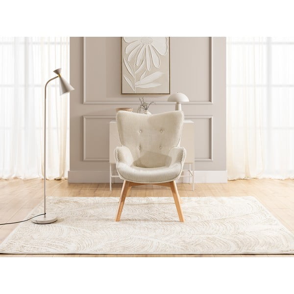 Bež fotelj iz rebrastega žameta Niko – Ropez-image-1