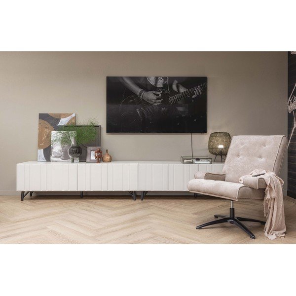 Kremno bela TV omarica iz masivnega bora 181x56 cm Miller – WOOOD-image-1