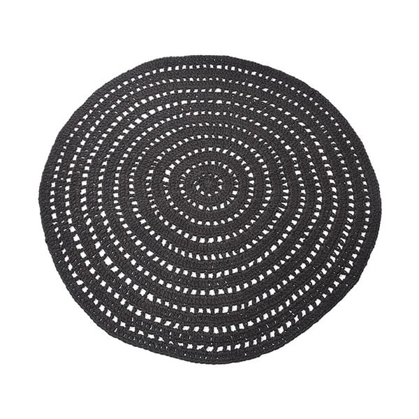 Črna okrogla bombažna preproga LABEL51 Knitted, ⌀ 150 cm