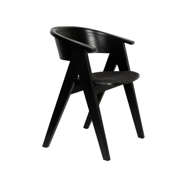 Črn oblazinjen jedilni stol z nasloni za roke NDSM – Zuiver