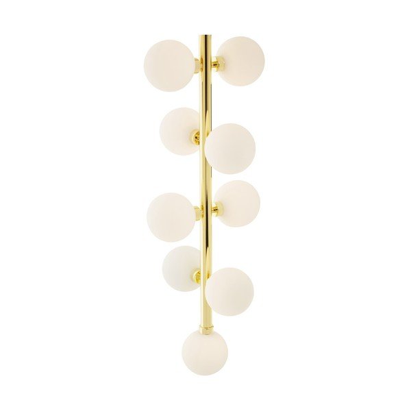 Bela/v zlati barvi kovinska viseča svetilka s steklenim senčilom ø 27 cm Trieste – Premier Housewares-image-1
