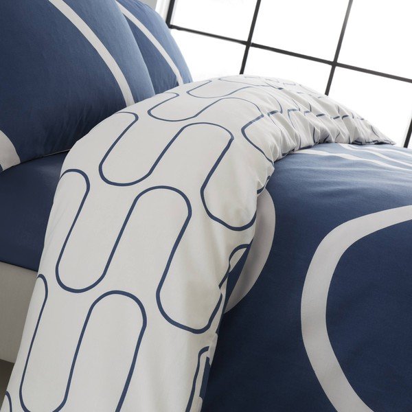 Belo-modra posteljnina 200x135 cm Linear Curve - Catherine Lansfield-image-4