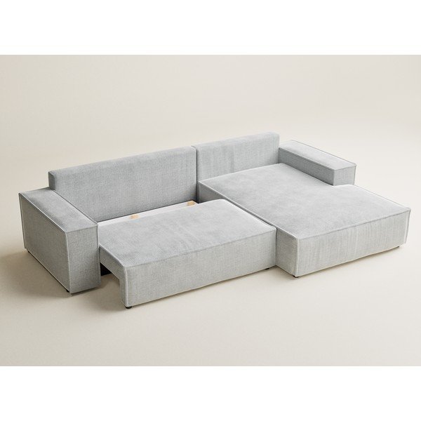 Svetlo siva raztegljiva/s prostorom za shranjevanje kotna sedežna garnitura iz šenilje (desni kot/z ležalnikom) Maze – Maison de Rêve-image-3